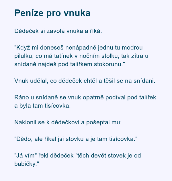 Peníze pro vnuka